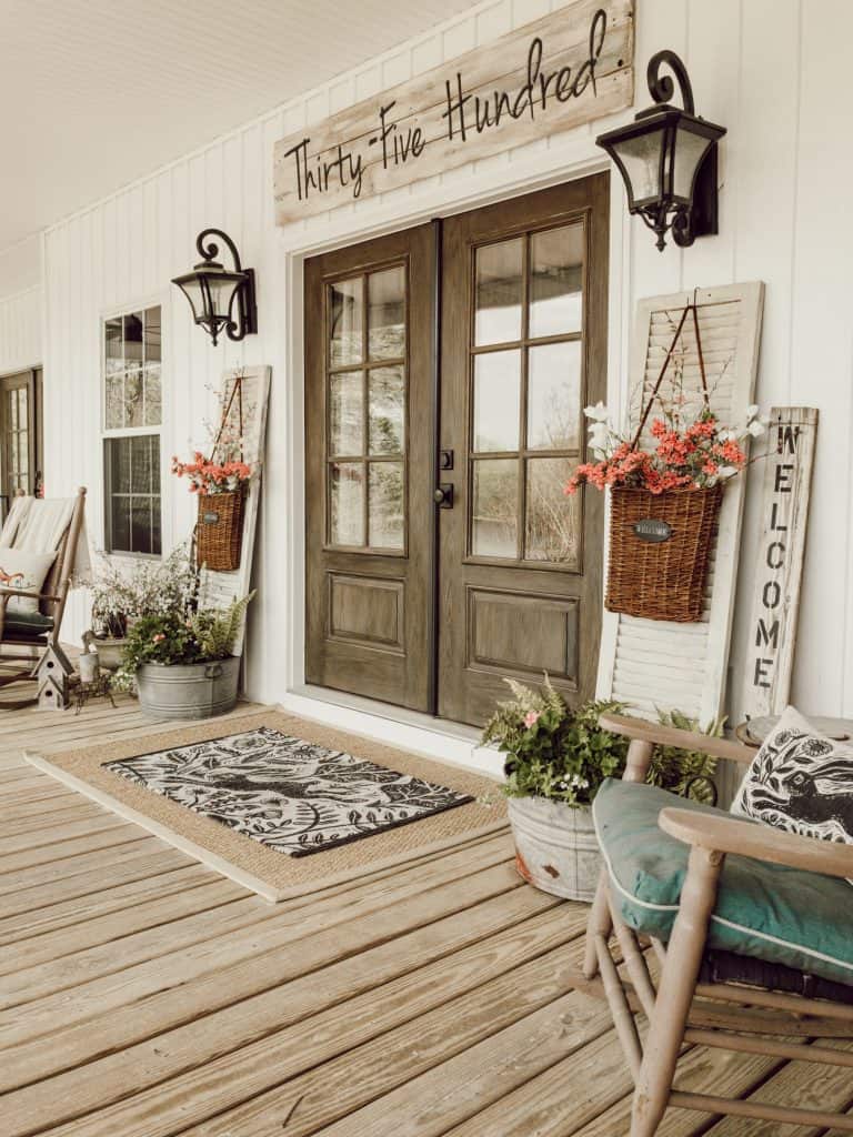 Front porch with french doors at The Ponds Farmhouse - Simplify by downsizing your home. 