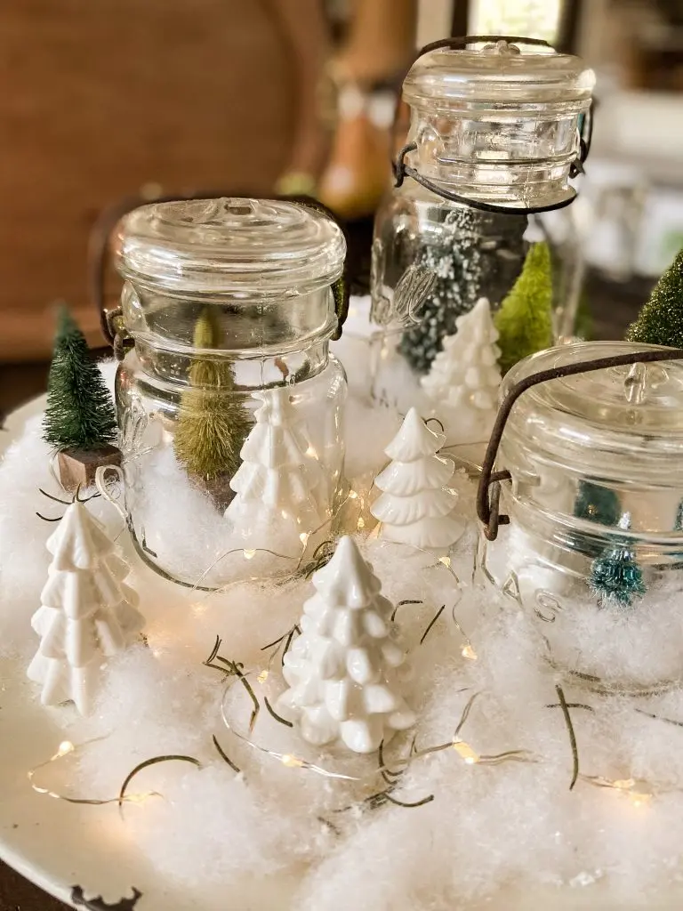 Christmas Snow Scene in a Jar - The Ponds Farmhouse