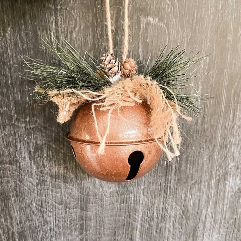 Spray Paint Dollar Tree Bell Ornament Copper