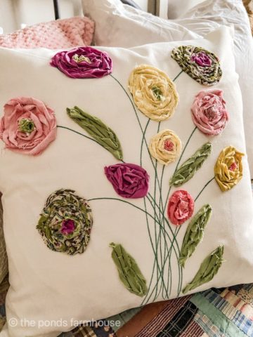 Create Upcycled Magic: DIY Scrap Fabric Floral Spring Pillow