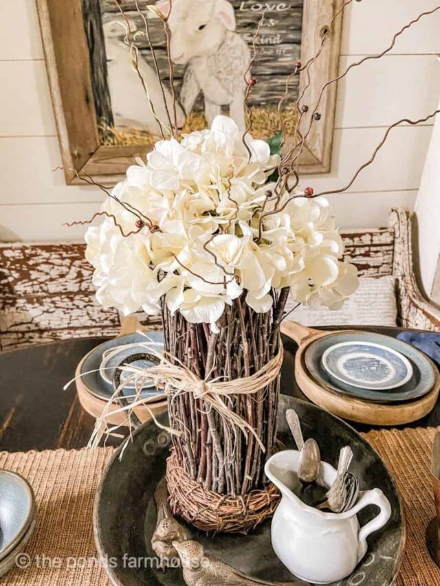 Easy DIY Hydrangea Flower Arrangement & Twig Vase