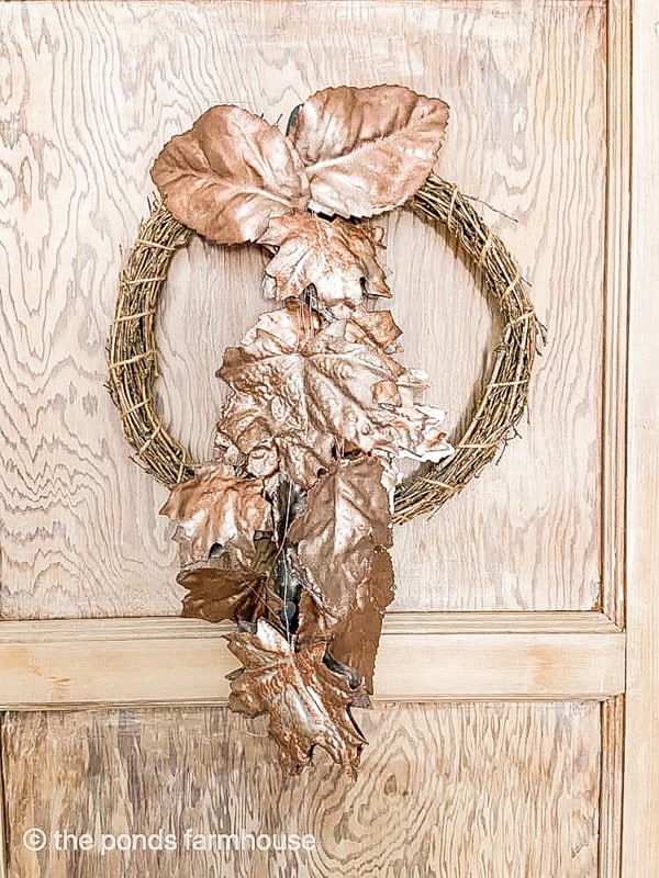 DIY Fall Leaf Wreath made with plaster of paris leaf craft.  