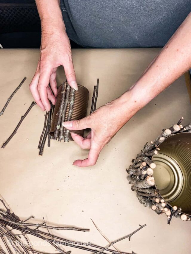 Easy Way To Upcycle Tin Cans With foraged twigs