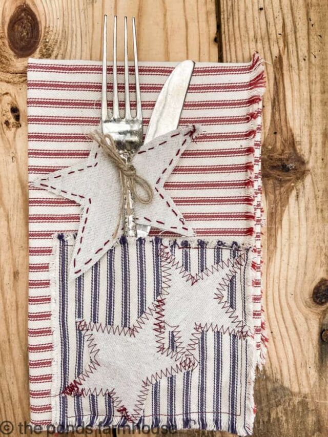 DIY Scrap Fabric Patriotic Napkins: Ticking Fabric