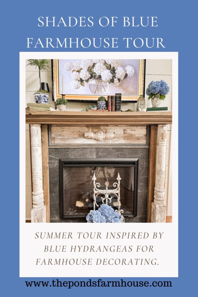 Shades of Blue Summer Farmhouse Tour Inspired by Blue Hydrangeas. 