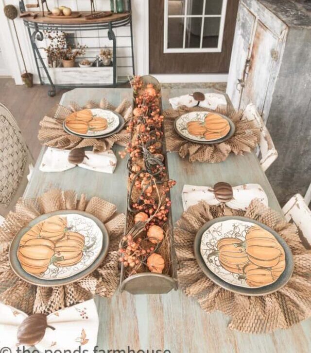 Fall-Tablescape-with-DIY-Plate-Chargers-made-from-recycled-packing-materials.-