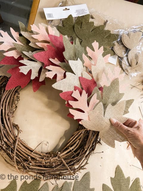 How To Make A Fall Wreath with Dollar Tree Burlap Leaves