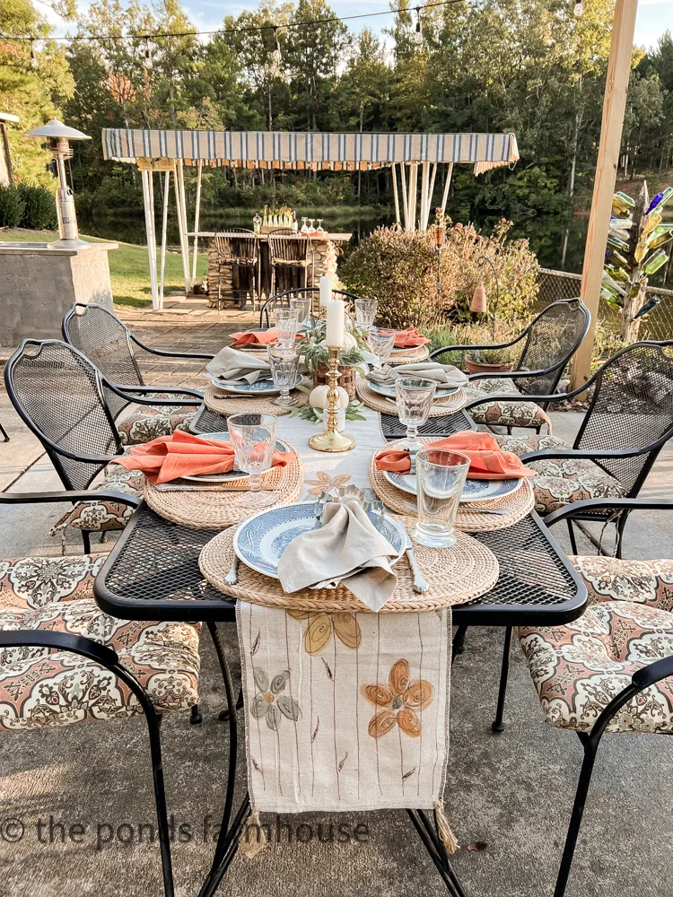 Fall Outdoor Kitchen Table Ideas-With Thrift Store & DIY Tableware