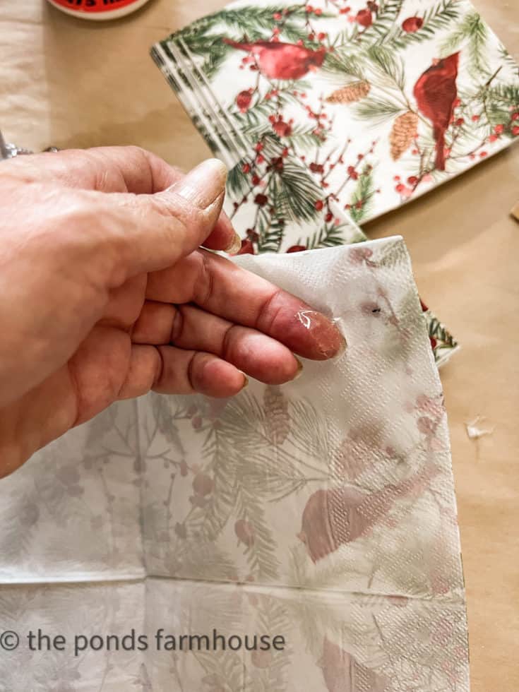 Easy Napkin Decoupage Christmas Ornaments for Unique Decor.