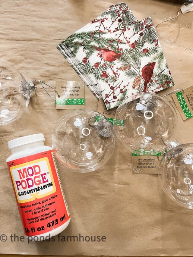 DIY Decoupage Christmas Ornaments from Dollar Tree