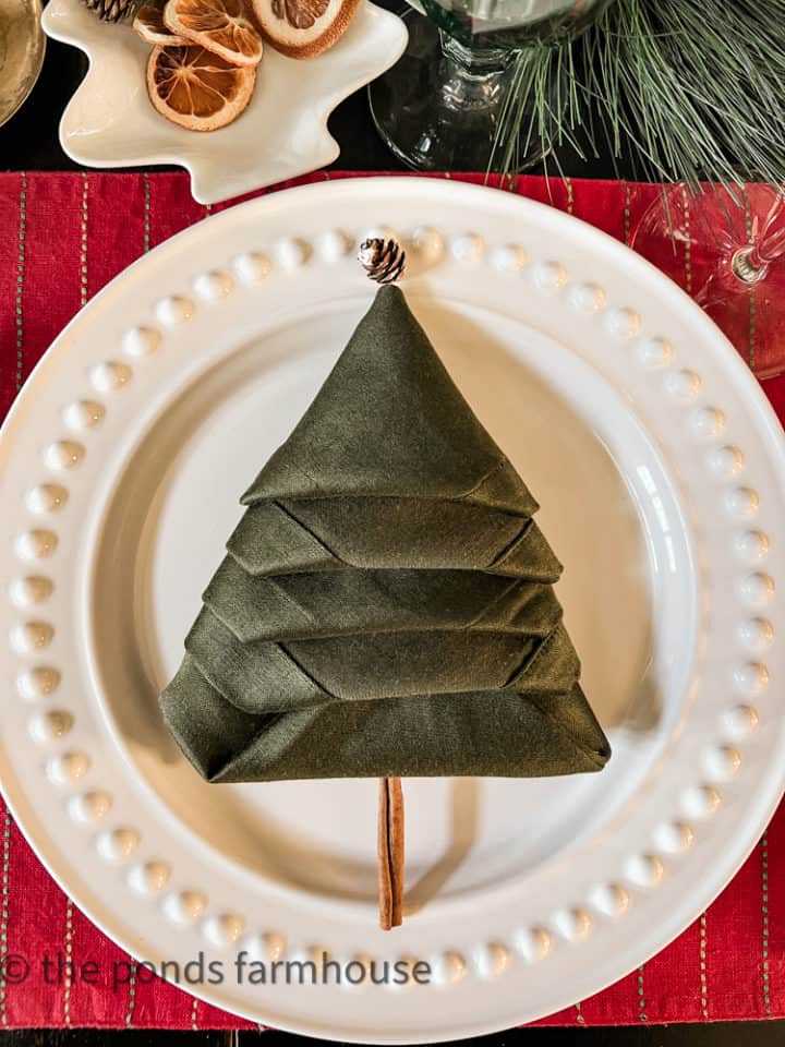 How To Make A Christmas Tree Napkin Fold for Holiday Tablescape