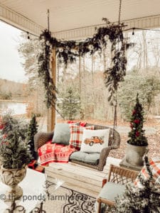 Farmhouse Porch Decorated for Christmas w/ foraged & DIY Decor