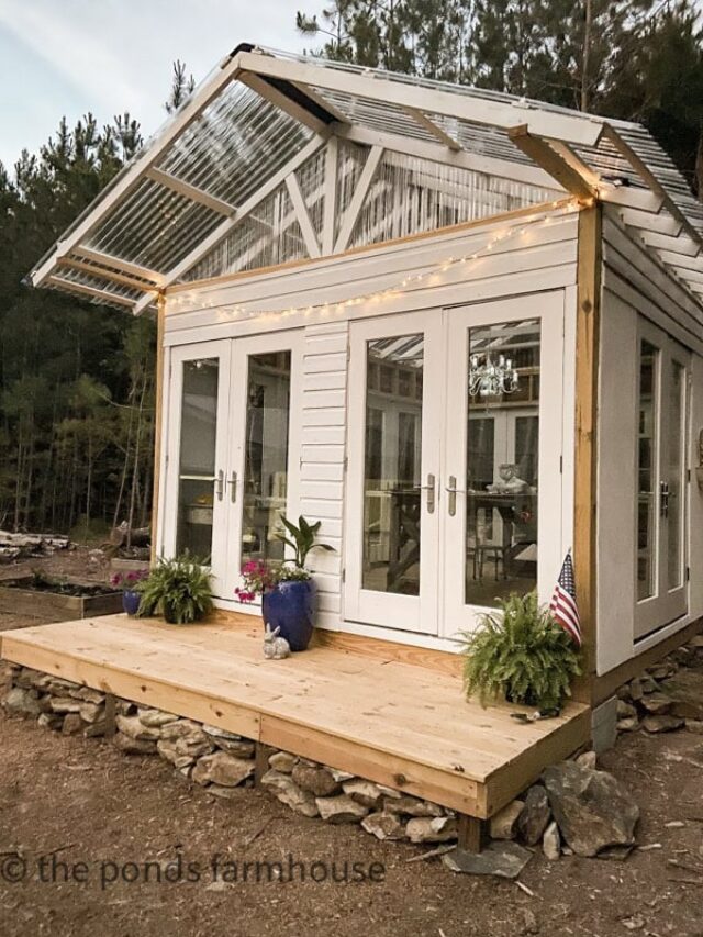 DIY Greenhouse using repurposed doors/windows. 