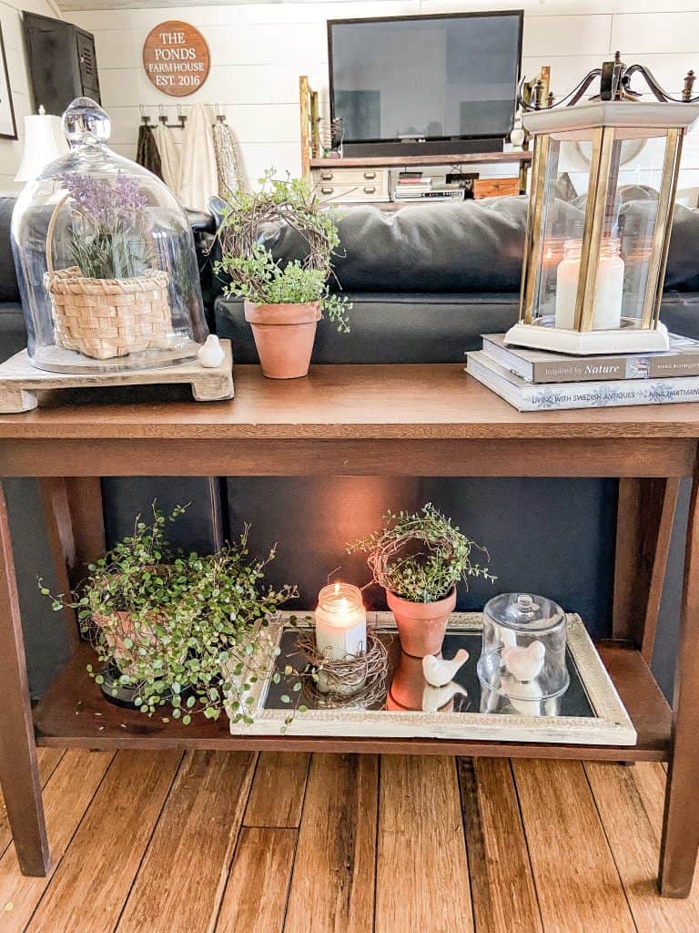 3 Ways to Decorate a Sofa Table for Spring With Thrift Store Finds