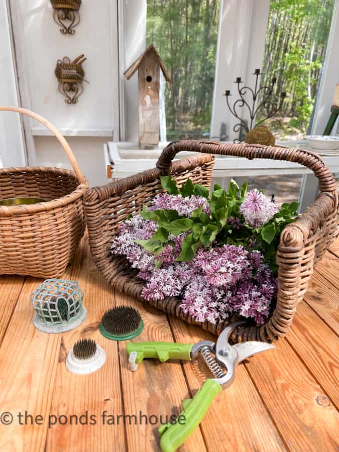 Cottage garden Flower arranging with Flower Frogs/collecting and use 