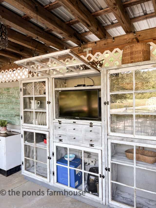 DIY Reclaimed Window Kitchen Cabinet