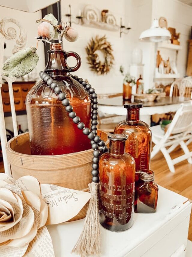 Affordable  Decorating with Vintage Bottles