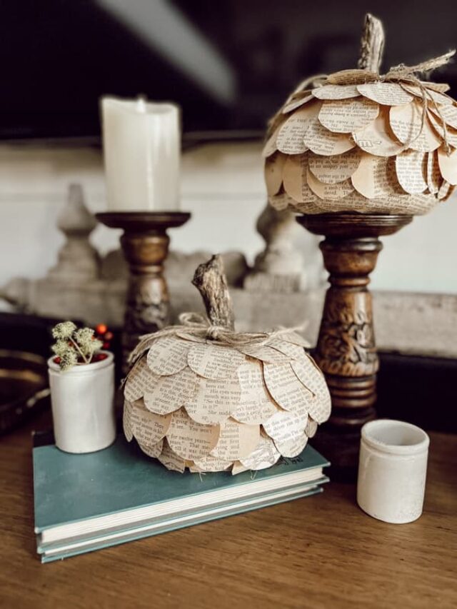 Recycle Old Book Pages with Dollar Tree Pumpkin