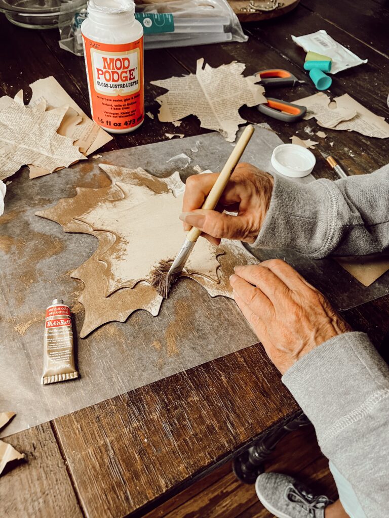 DIY Old Book Leaf Craft with Dollar Tree Woodcrafts for Fall Decor
