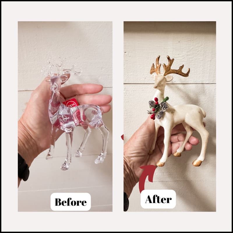 Dollar Tree Reindeer Transformation Before and After