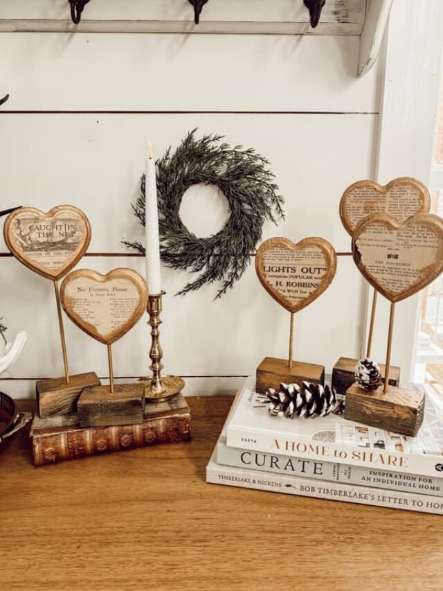 Create Vintage Valentine Stands With Old Book Pages