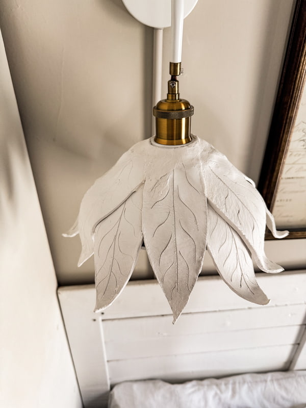 DIY Air Dry Clay wall sconces hanging in breach cottage,
