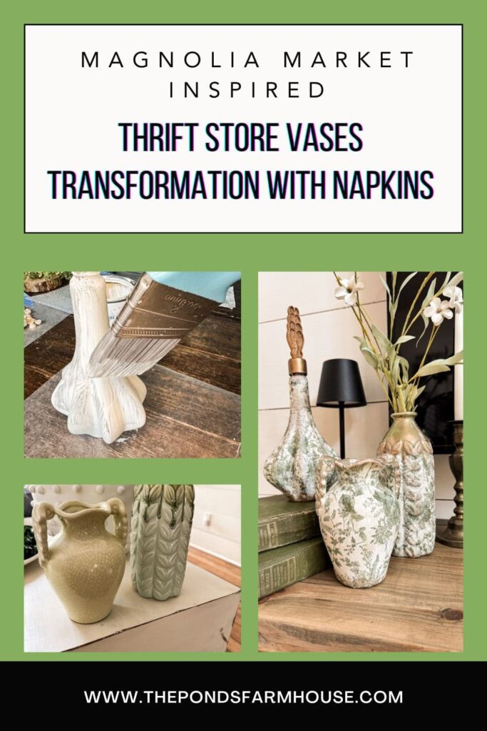 Magnolia Market Inspired Thrift Store Vases Transformation with Napkins