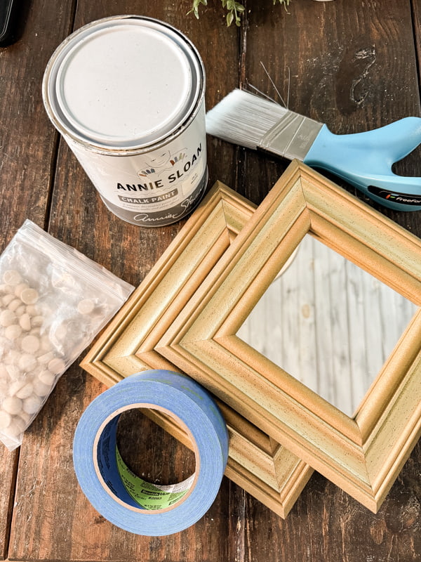 Two thrift Store mirrors and supplies for a thrift store flip and DIY transformation. 