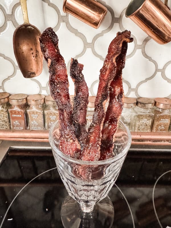 Candied Bacon in a glass