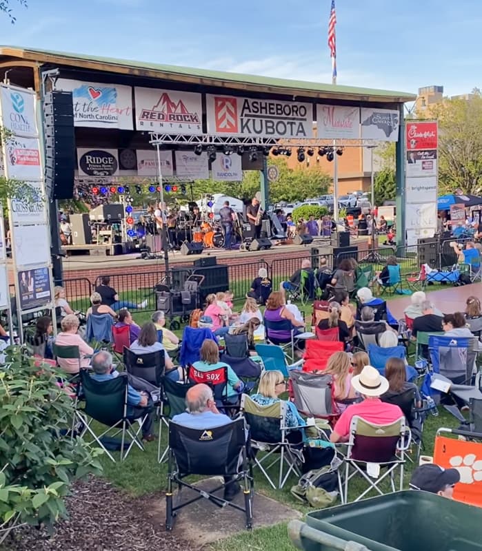 Crowd at Bicentennial Park for the Eagle Tribute Band in Downtown Asheboro, NC