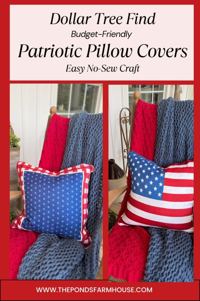 Patriotic Pillow Cover - Easy No-Sew Craft with Dollar Tree Finds