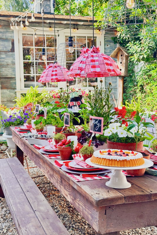 Wendy's Outdoor Summer Table with red and white.  