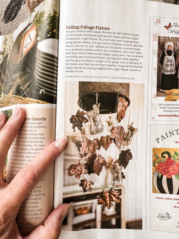 Plaster Copper Leaves DIY project featured in Farmhouse Style Magazine