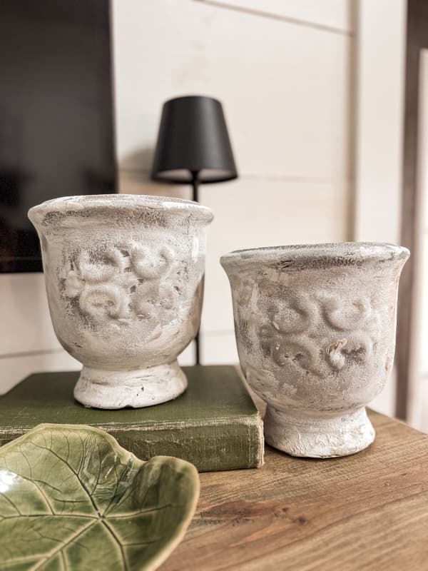 Out-of -date home decor vases with a new earthenware finish