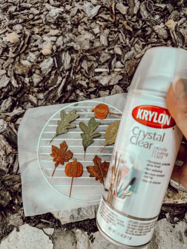 Spray Paint the air-dry clay makers with food grade sealer forInspired by Anthropologie's Foliage Cheese Markers