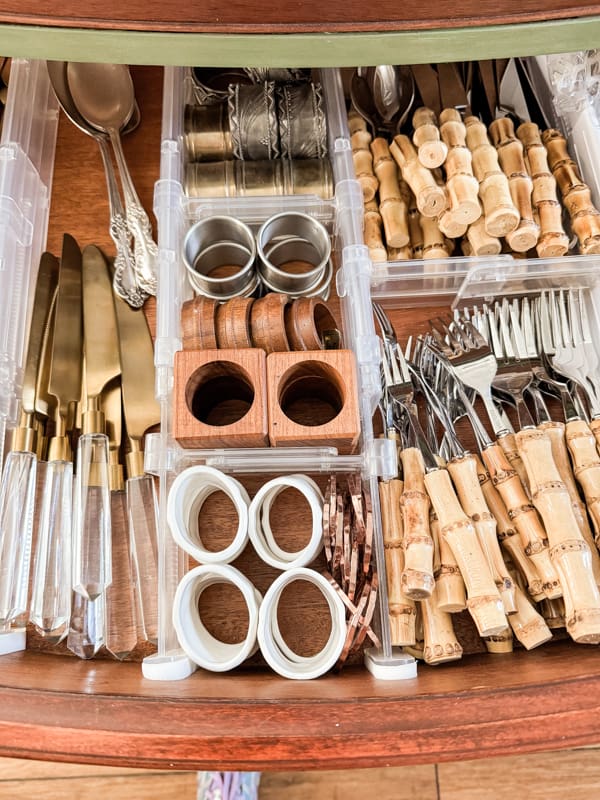 Silverware and dish storage solution for the vintage dish collector.