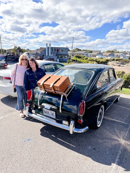 Ann and her cute vintage car. 