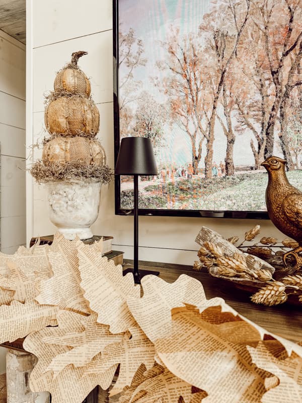 Rustic DIY primitive Pumpkin Topiaries on thrift store vase makeover