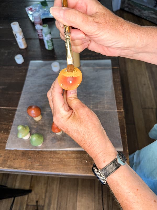 Paint the Dollar Tree mushrooms in fall colors.