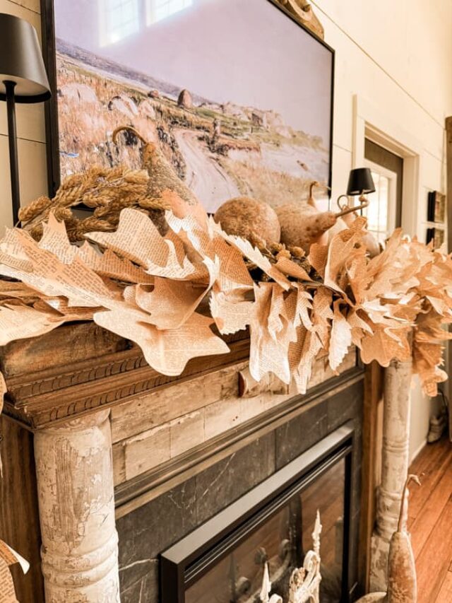 DIY Fall Leaf Garland With Old Book Pages