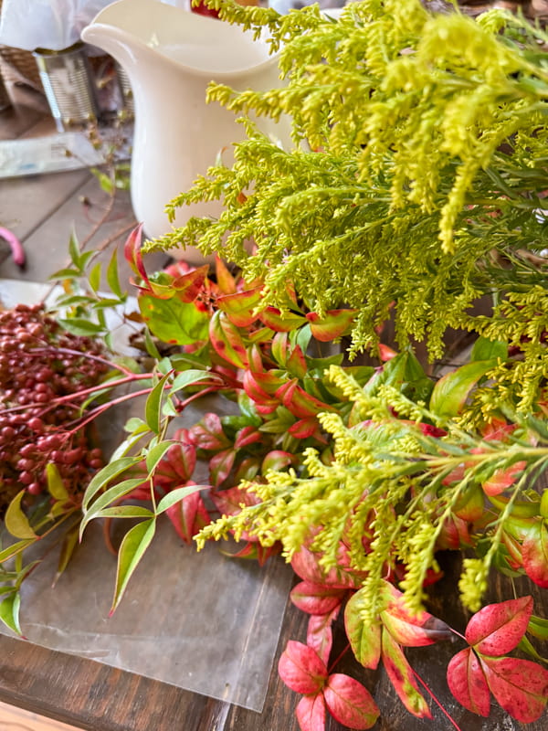 Wildflowers and golden rod for a foraged fall flower arrangement.  