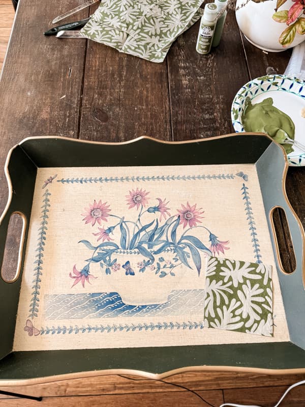 Thrift store find vintage wooden tray 