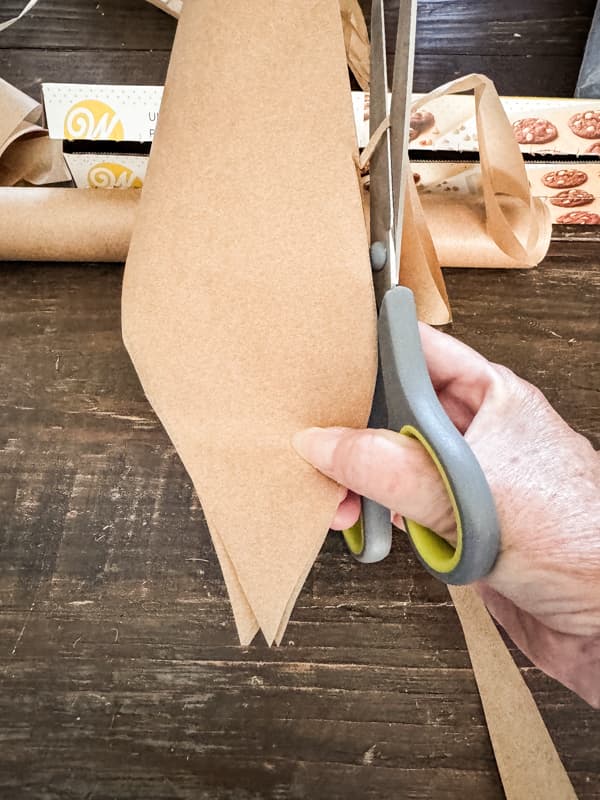 Unbleached Parchment paper folded to make faux corn stalk leaves