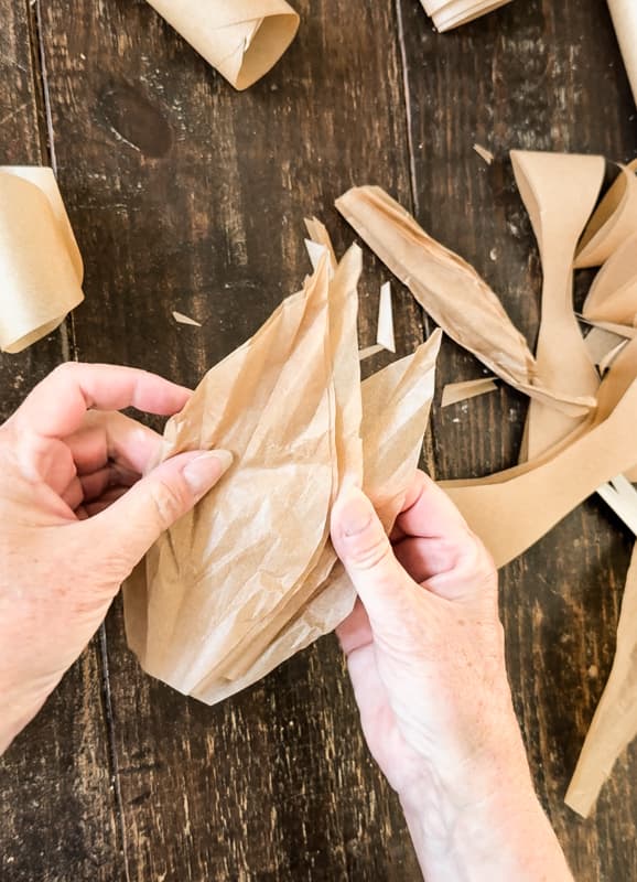 Unbleached Parchment paper folded to make faux corn husk 