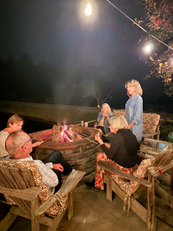 roasting marshmellows at the fire pit. 