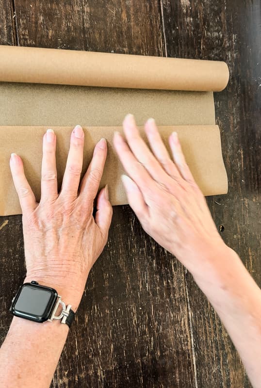 Unbleached Parchment paper folded to make faux corn stalk leaves