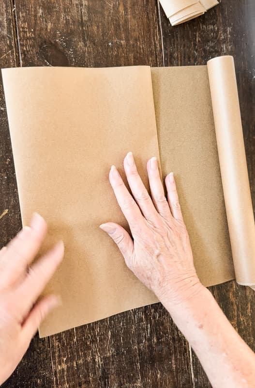 Unbleached Parchment paper folded to make faux corn husk 