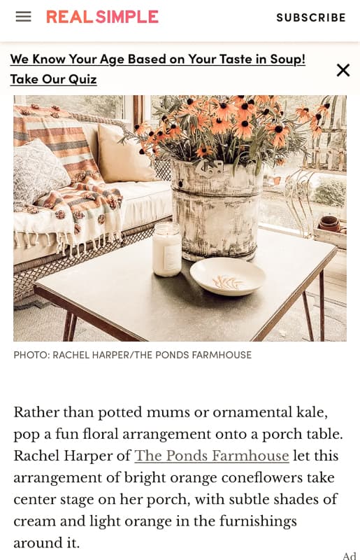 Real Simple Magazine Fall Coffee Table Centerpiece Feature