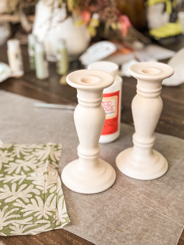 Painted ceramic candlestick holders