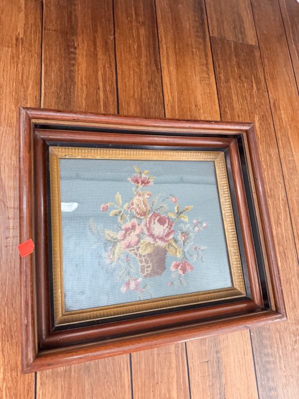 Thrift store find - Signed needle point in a beautiful frame  from 1943 